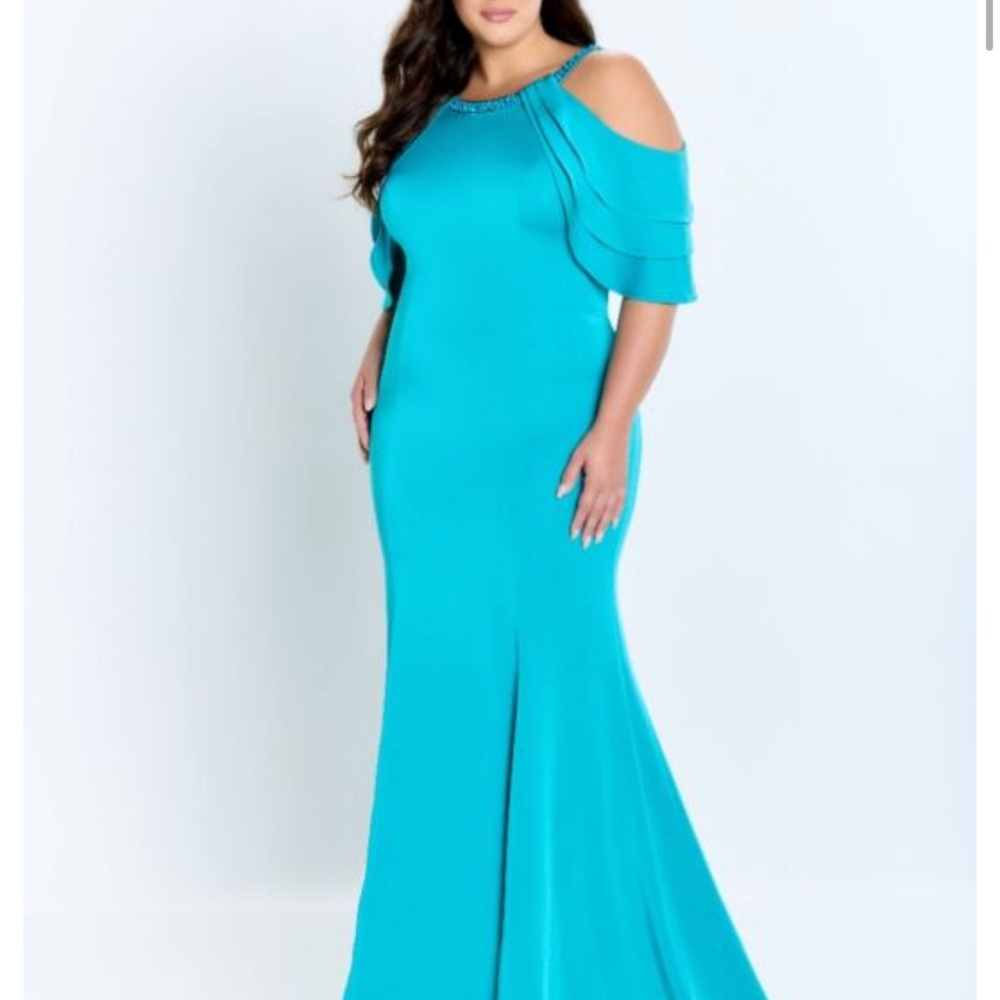 Montage by Mon Cheri 120906 Scoop Neck Cold Shoulder Dress
